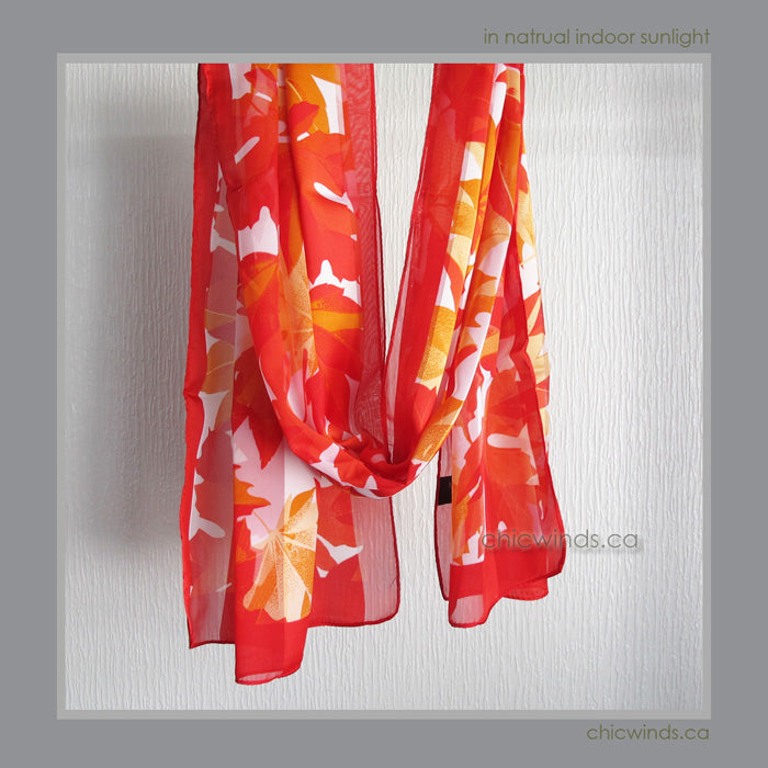 Maple leaf scarf ( Red )