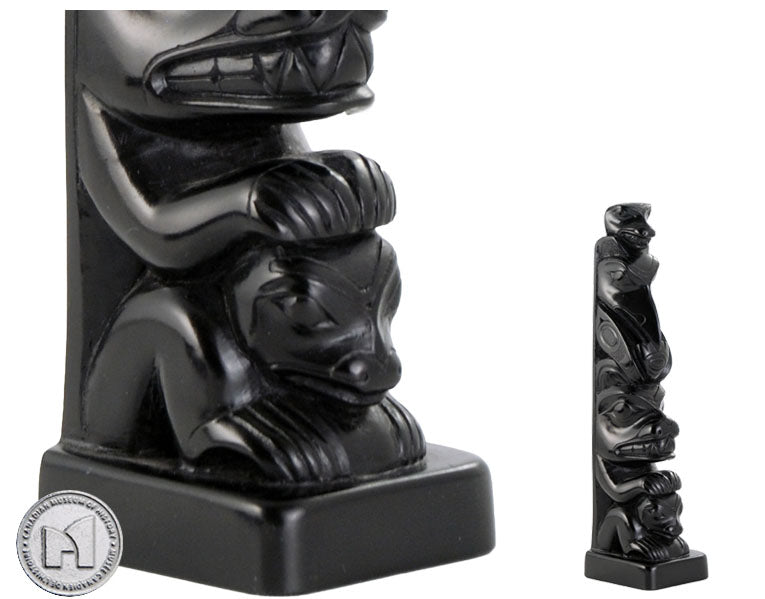 Canadian Museum of History licensed reproduction Haida Gwaii Totem Pole: Bear and Raven 7 1/4"H