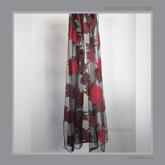 Maple leaf chiffon scarf