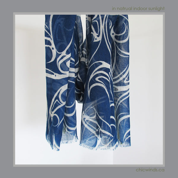 Connie Dickenson Native Art Wool Scarf/Wrap -Raven