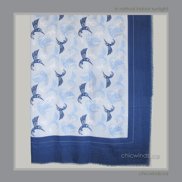 Bill Helin Hummingbird Soft Tribal Scarf / Wrap (Blue)