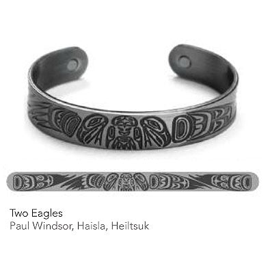 Silver Copper Bracelet: Two Eagles