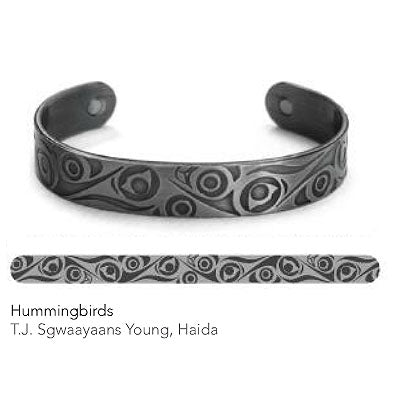 Silver Copper Bracelet: Hummingbirds