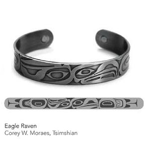 Silver Copper Bracelet: Eagle & Raven