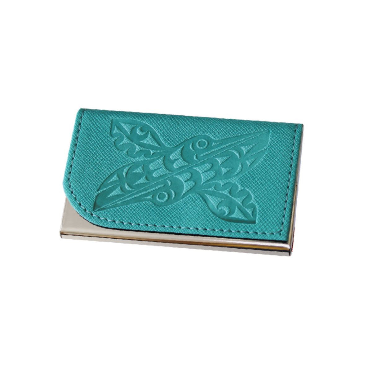 Card Holder - Hummingbirds by Maynard Johnny Jr. (turquoise)