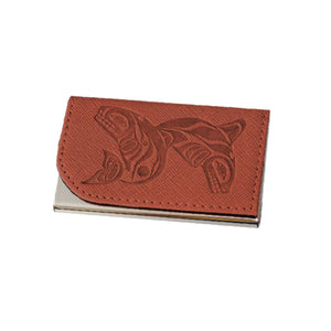 Card Holder - Whales by Paul Windsor (brown)