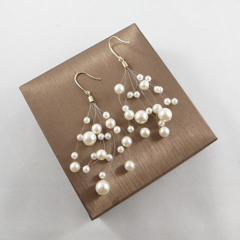 Handcraft faux pearl drop earrings