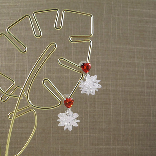 Handcrafted Red Heart Cubic Zirconia Sud Earrings