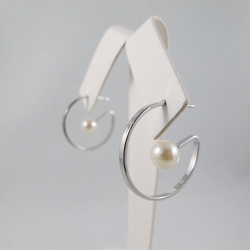 Floating Pearl Hoop Earrings