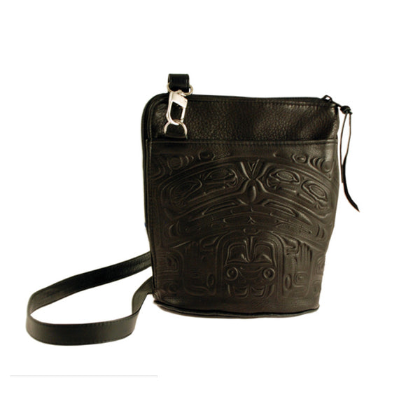 Deerskin Leather Compact Crossbody Bag - Bear Box (Black)