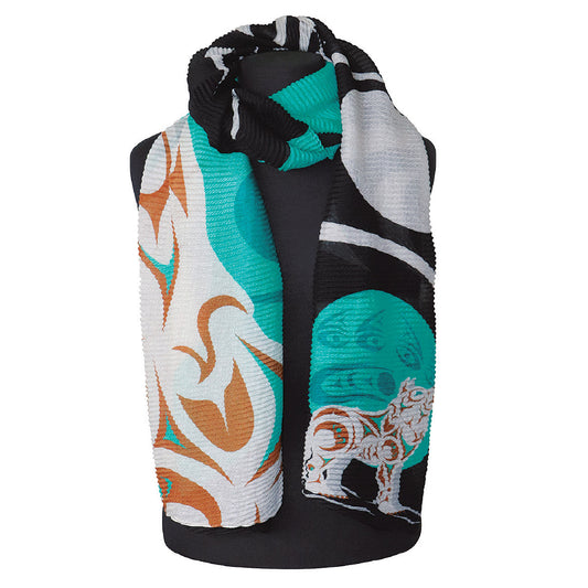 Eco Scarf - Howling Wolf by Darrell Thorne, Coast Salish