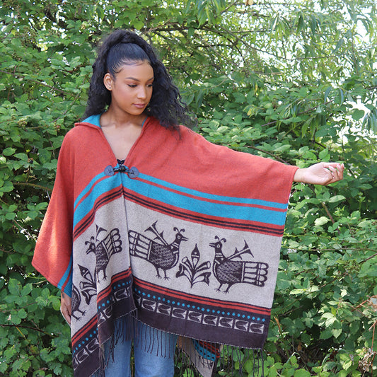 Hooded Poncho - Ancestral Spirits by Robert Tenorio