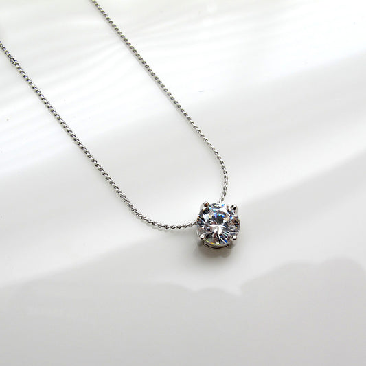 Elegant Single Sparkling Cubic Zirconia Pendent Necklace
