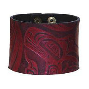 Debossed Leather Cuffs: Wolf