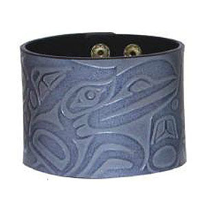 Debossed Leather Cuffs: Raven