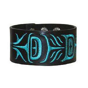 Embroidery Leather Cuffs: Feather