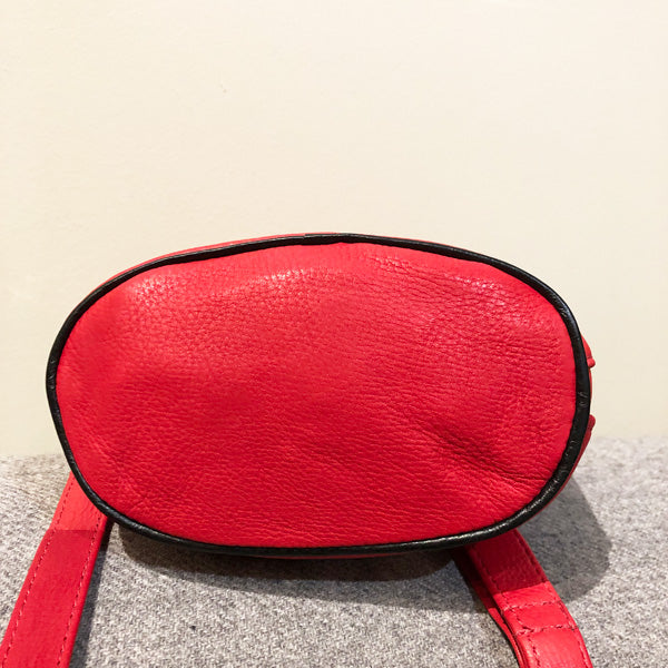 Deerskin Leather Compact Crossbody Bag - Bear Box (Red)