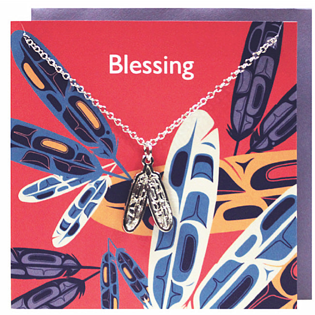 Art charm stainless steel necklace with card - Blessing