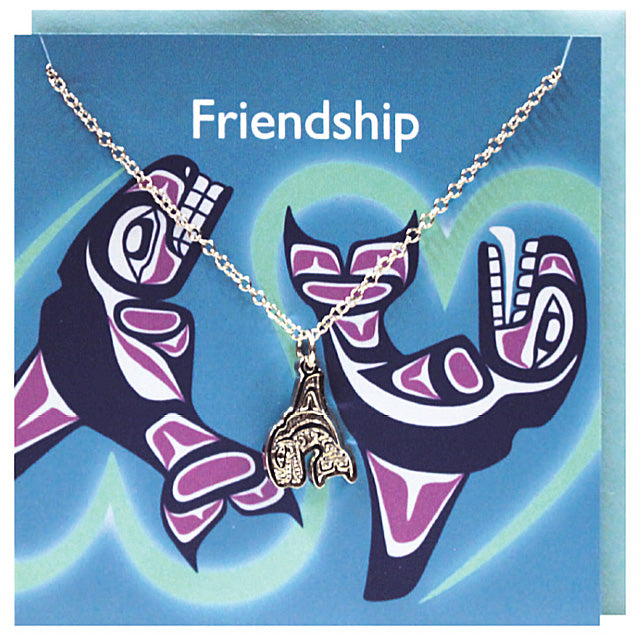 Art charm stainless steel necklace with card - Friendship