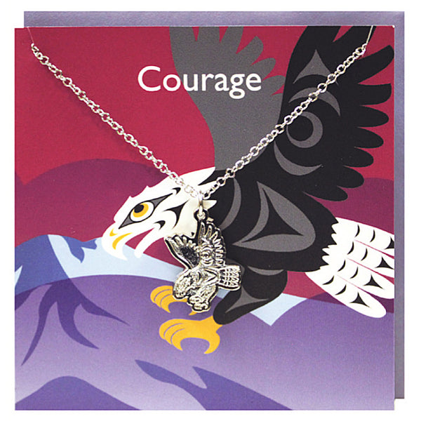 Art charm stainless steel necklace with card - Courage