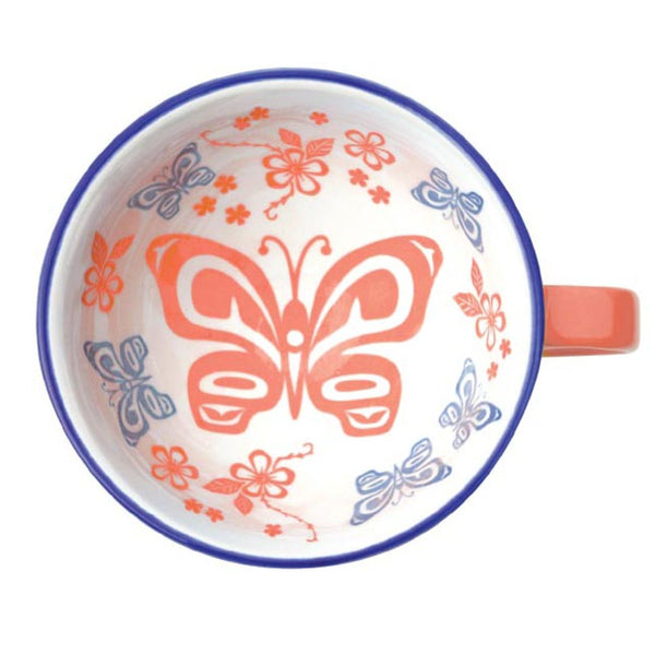Porcelain Art Mug - Butterfly and Wild Rose