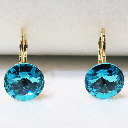 Solitaire Swarovski Crystal Earrings - Turquoise