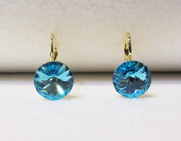 Solitaire Swarovski Crystal Earrings - Turquoise