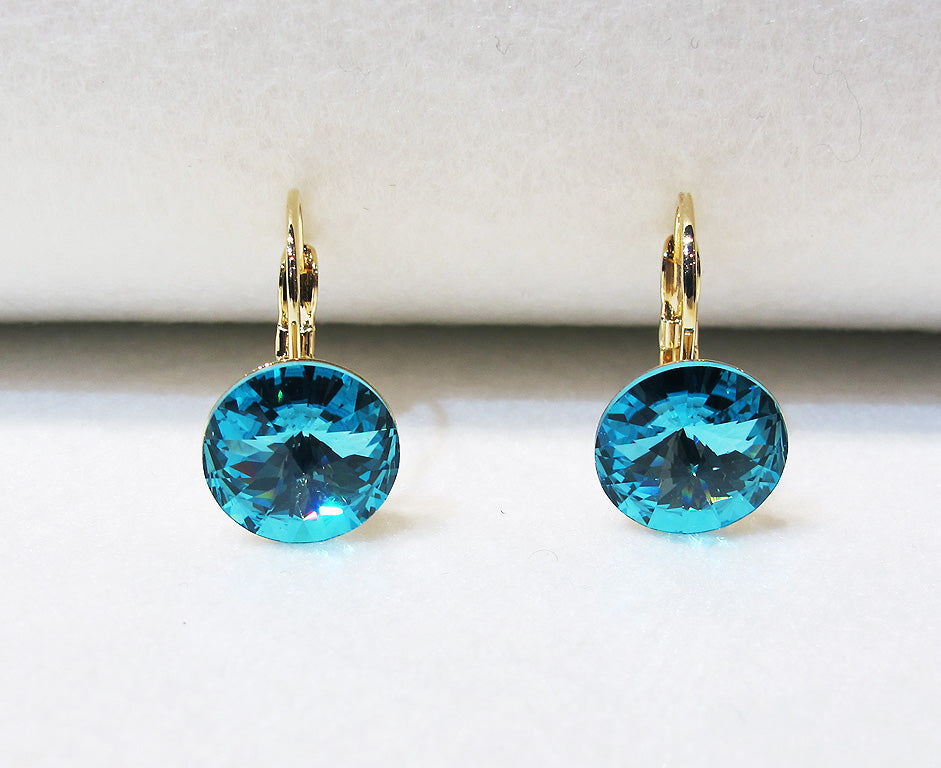 Solitaire Swarovski Crystal Earrings - Turquoise