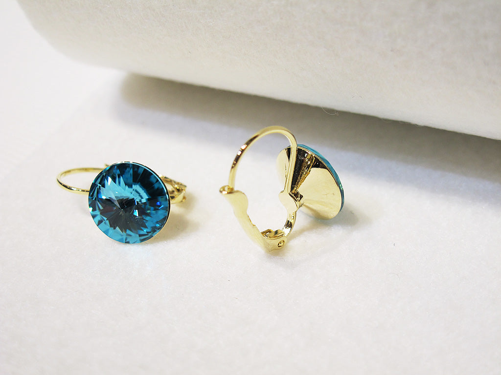 Solitaire Swarovski Crystal Earrings - Turquoise