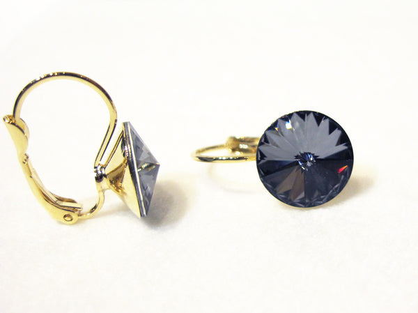 Solitaire Swarovski Crystal Earrings - Charcoal