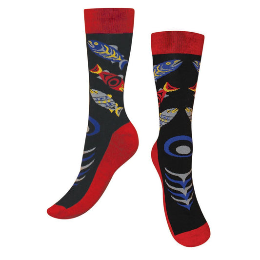 Salmon in the Wild Art Socks by Simone Diamond