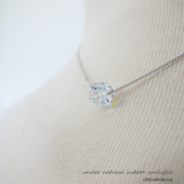 Swaroviski crystal cube sterling silver necklace