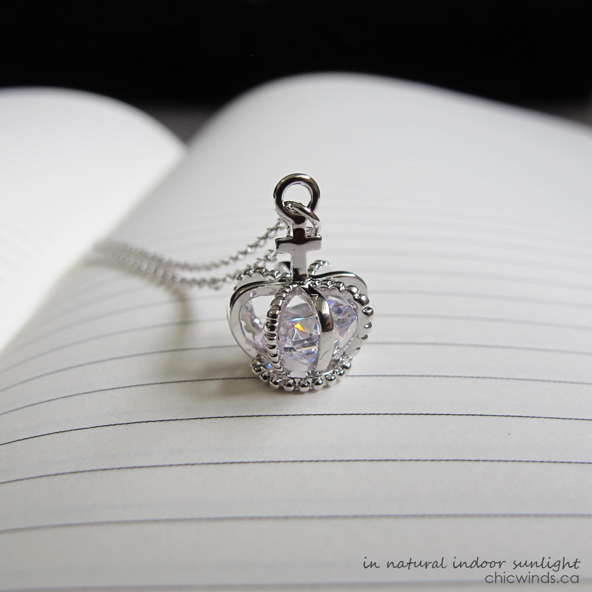 Crystal crown pendant necklace