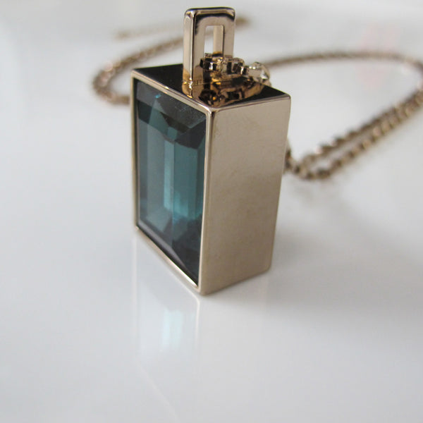 Architecture Inspired Cuboid Long Necklace (teal)