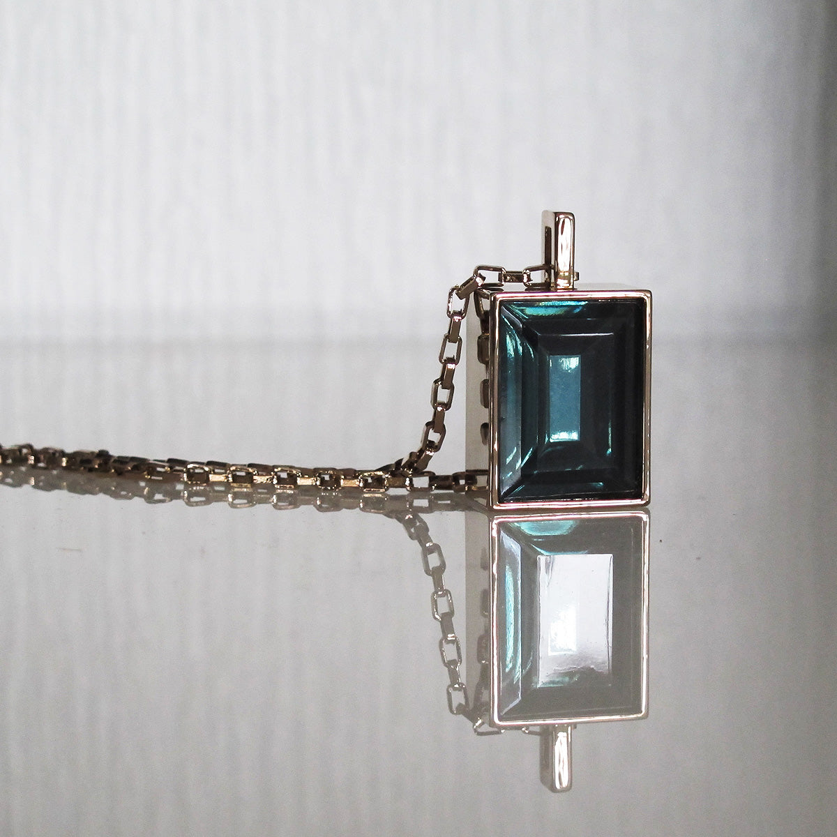 Architecture Inspired Cuboid Long Necklace (teal)