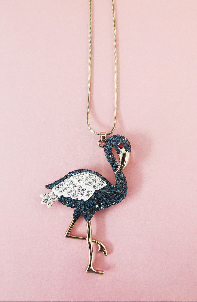 Rose Gold Zircon Flamingo Pendant with Link Chain – GIVA Jewellery