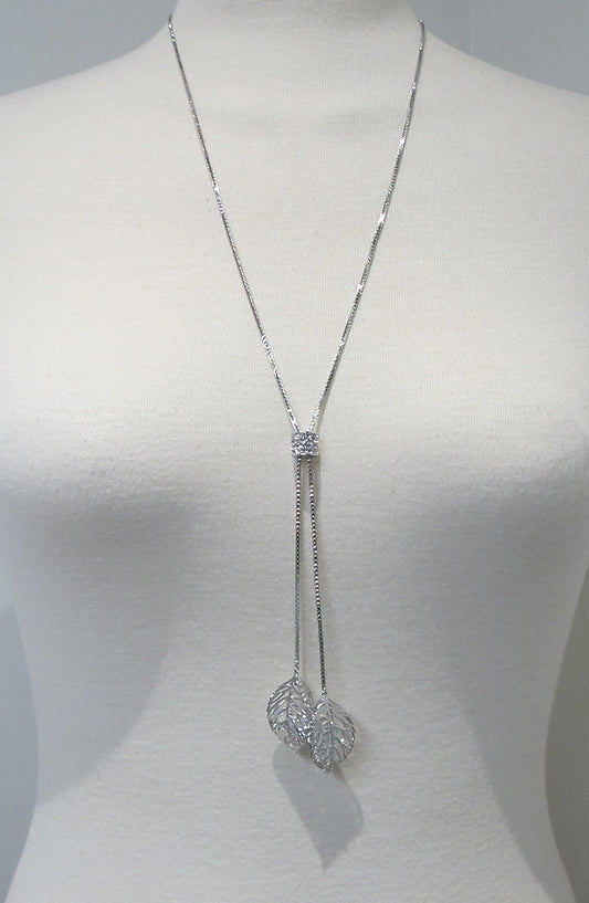 Crystal leaves long neckalce