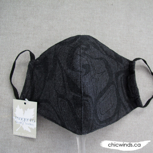 Whale Cotton Face Mask Charcoal