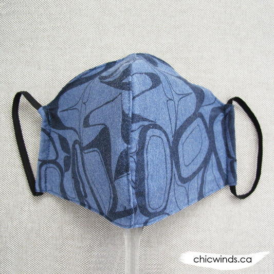 Raven Cotton Face Mask Blue