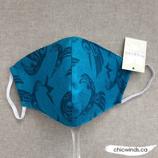 Hummingbird Cotton Face Mask Turquoise