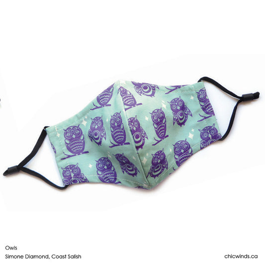 Kids Cotton Face Masks - Owls