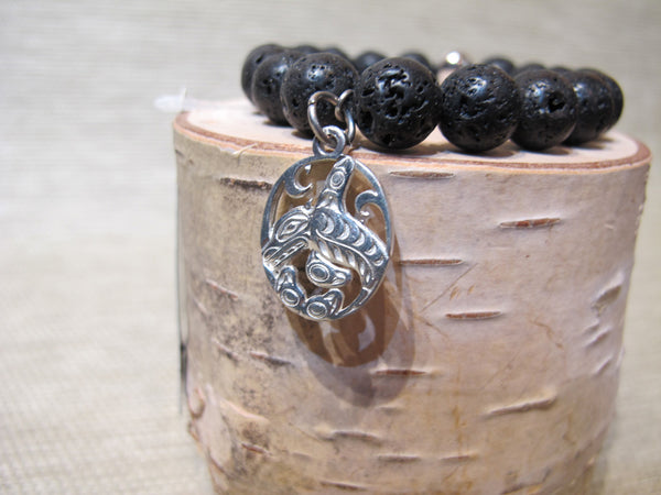Lava Beads Bracelet with Frist Nation Art Charm - Ocar