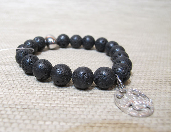 Lava Beads Bracelet with Frist Nation Art Charm - Ocar