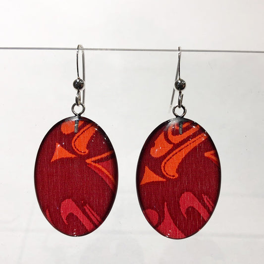 Corrine Hunt Silk Inspiration Oval Earrings Red