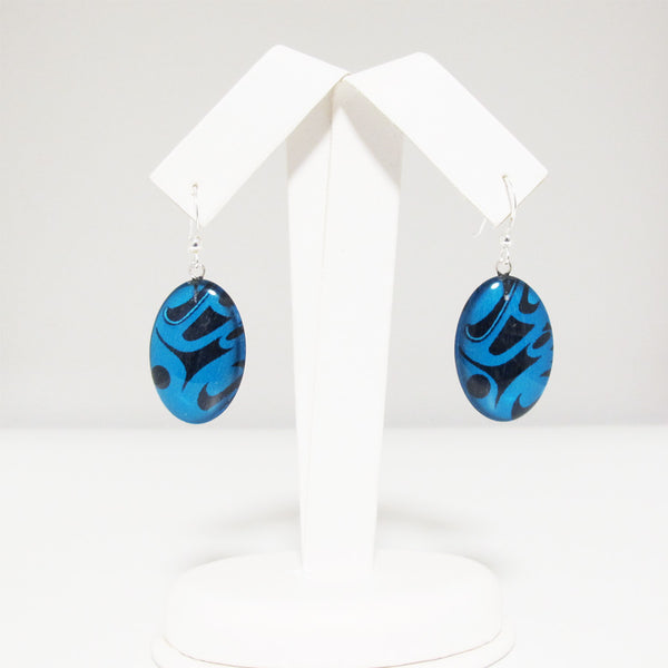 Corrine Hunt Silk Inspiration Oval Earrings (Turquoise)