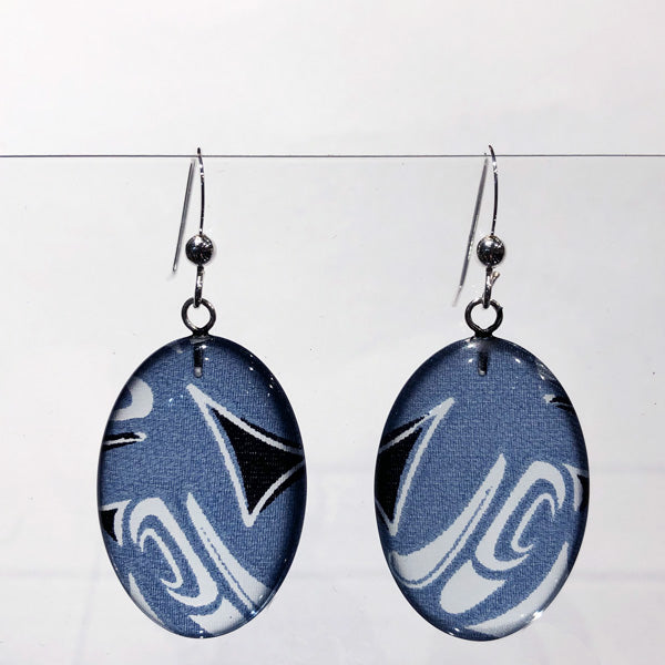 Corrine Hunt Silk Inspiration Oval Earrings Blue