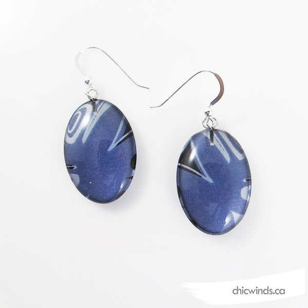 Corrine Hunt Silk Inspiration Oval Earrings Blue